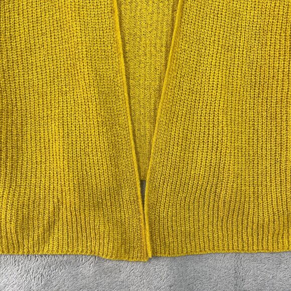 Anthropologie Cardigan Sweater Women Mustard Yellow Tight Knit Open Front Winter - Picture 4 of 11